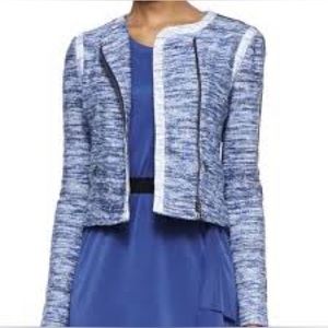 BCBGMAXAZRIA Womens Kevin Tweed Jacket in Blue Size XS